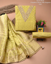Chanderi Silk Suit with Dhola Silk Dupatta & Heavy Neck Embroidery